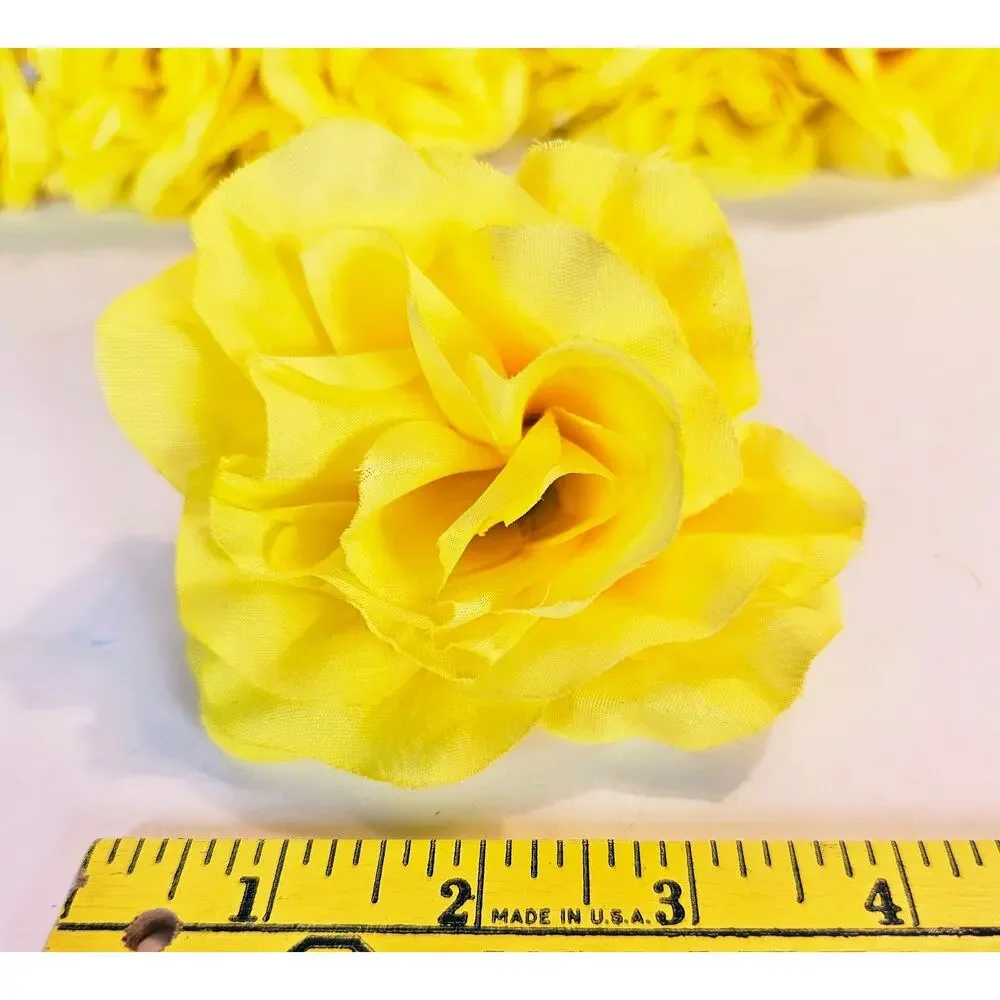 Yellow Artificial Silk Rose Flowers Wired Stems Wedding Craft 4